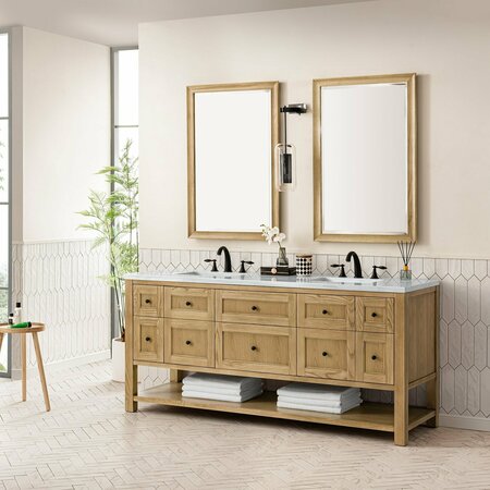 James Martin Vanities Breckenridge 72in Double Vanity, Light Natural Oak w/ 3 CM Arctic Fall Top 330-V72-LNO-3AF